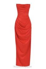 衣類 House of CB エイドリアン スカーレット サテン ストラップレス ドレス 0N8J507 - Image 4