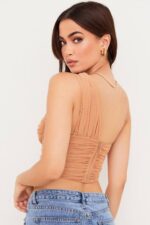 衣類 House of CB エリアナ ベージュ ギャザー メッシュ コルセット 0N8J78 - Image 5