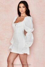 衣類 House of CB エルシー ホワイト パフスリーブ コルセットドレス 0N8J613 - Image 17