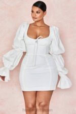衣類 House of CB エルシー ホワイト パフスリーブ コルセットドレス 0N8J613 - Image 4