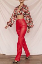 衣類 House of CB エレナオラ スカーレット ビーガン レザー パンツ 0N8J940 - Image 9