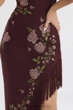 衣類 House of CB エロイーザ ワイン刺繍入りミディドレス 0N8J361 - Image 12