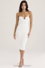 衣類 House of CB オリアナ ホワイト リブニット ストラップレス ミディドレス 0N8J444 - Image 4