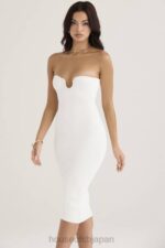 衣類 House of CB オリアナ ホワイト リブニット ストラップレス ミディドレス 0N8J444 - Image 5