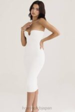 衣類 House of CB オリアナ ホワイト リブニット ストラップレス ミディドレス 0N8J444 - Image 6