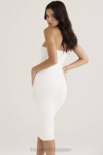 衣類 House of CB オリアナ ホワイト リブニット ストラップレス ミディドレス 0N8J444 - Image 7