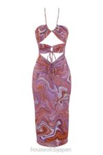 衣類 House of CB カシア パープル スワール カットアウト ミディドレス 0N8J570 - Image 6