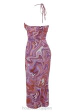 衣類 House of CB カシア パープル スワール カットアウト ミディドレス 0N8J570 - Image 7