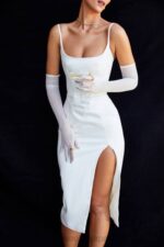 衣類 House of CB カシミラ アイボリー サテン コルセット ミディドレス 0N8J522 - Image 5