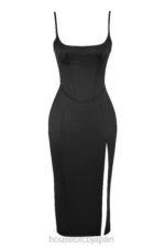 衣類 House of CB カシミラ ブラックサテンコルセットミディドレス 0N8J521 - Image 12
