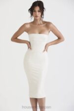 衣類 House of CB カミラ アイボリー ビーガン レザー ストラップレス ドレス 0N8J381 - Image 8