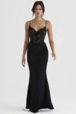 衣類 House of CB カーラブラックコルセットマキシドレス 0N8J382