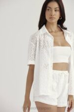 衣類 House of CB キャリー ホワイト ブロデリー アングレーズ シャツ 0N8J715 - Image 12