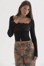 衣類 House of CB キャンディスブラックレーストリムトップ 0N8J682 - Image 3