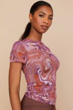 衣類 House of CB クローディ パープル スワール アシンメトリー T シャツ 0N8J750 - Image 5