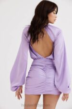 衣類 House of CB ケイト オーキッド サテン ラップ フロント ミニドレス 0N8J458 - Image 9