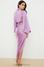 衣類 House of CB コンスタンス ライラック シルキーサテン ドレープスカート 0N8J963 - Image 8