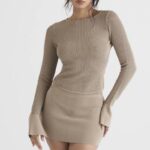 衣類 House of CB サバンナ トープ ニット ロングスリーブ トップ 0N8J709