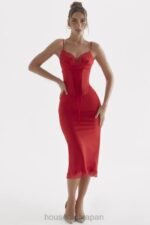 衣類 House of CB サルマ レッドローズサテンスリップドレス 0N8J293 - Image 9
