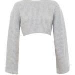 衣類 House of CB シャナ グレー オーバーサイズ クロップ リブセーター 0N8J771