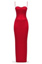 衣類 House of CB シャニレッドサテンコルセットマキシドレス 0N8J357 - Image 7