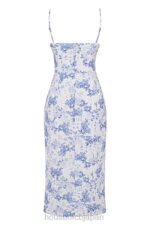 衣類 House of CB シャーロット ブルー プリント コルセット ミディドレス 0N8J268 - Image 6
