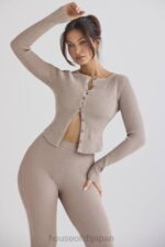 衣類 House of CB シルビア トープ リブニット カーディガン 0N8J696 - Image 8