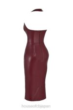 衣類 House of CB ジャケッタ ワイン ビーガン レザー ミディドレス 0N8J378 - Image 9