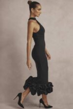 衣類 House of CB ジュニパーブラックペプラムミディドレス 0N8J346 - Image 3