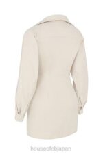 衣類 House of CB ジュリエッタ ベージュリネンカットアウトシャツドレス 0N8J548 - Image 5