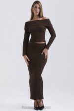 衣類 House of CB スローンチョコレートソフトコットンブークレマキシスカート 0N8J829 - Image 6