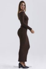 衣類 House of CB スローンチョコレートソフトコットンブークレマキシスカート 0N8J829 - Image 7