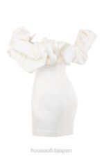 衣類 House of CB セレナ アイボリー サテン フリル ストラップレス ドレス 0N8J631 - Image 6