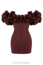 衣類 House of CB セレナ レーズン サテン フリル ストラップレス ドレス 0N8J590 - Image 3