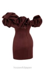 衣類 House of CB セレナ レーズン サテン フリル ストラップレス ドレス 0N8J590 - Image 4