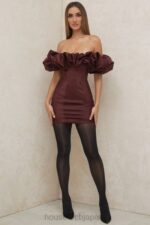 衣類 House of CB セレナ レーズン サテン フリル ストラップレス ドレス 0N8J590 - Image 6