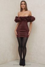 衣類 House of CB セレナ レーズン サテン フリル ストラップレス ドレス 0N8J590 - Image 7