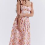 衣類 House of CB タチアナ ピンク プリント ミディ サンドレス 0N8J252