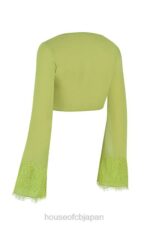 衣類 House of CB タラ ライムグリーン ジョーゼット クロップトップ 0N8J737 - Image 4