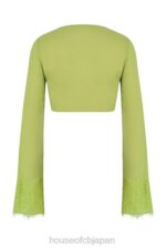 衣類 House of CB タラ ライムグリーン ジョーゼット クロップトップ 0N8J737 - Image 5