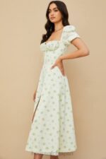 衣類 House of CB タルラ アイボリー フローラル パフスリーブ ミディドレス 0N8J561 - Image 5