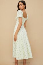 衣類 House of CB タルラ アイボリー フローラル パフスリーブ ミディドレス 0N8J561 - Image 6