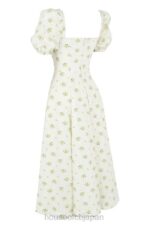 衣類 House of CB タルラ アイボリー フローラル パフスリーブ ミディドレス 0N8J561 - Image 8