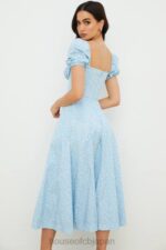 衣類 House of CB タルラ ブルー アイボリー フローラル パフスリーブ ミディドレス 0N8J550 - Image 14