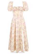 衣類 House of CB タルラ レモンフローラル パフスリーブ ミディサンドレス 0N8J617 - Image 6