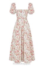 衣類 House of CB タルラ ローズプリント パフスリーブ ミディサンドレス 0N8J427 - Image 4