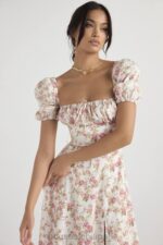 衣類 House of CB タルラ ローズプリント パフスリーブ ミディサンドレス 0N8J427 - Image 7