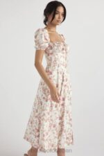 衣類 House of CB タルラ ローズプリント パフスリーブ ミディサンドレス 0N8J427 - Image 9