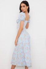 衣類 House of CB タルーラ ブルー ヴィンテージ フローラル パフスリーブ ミディドレス 0N8J572 - Image 18