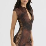 衣類 House of CB ダフネ アンティーク コッパー レースアップ ミニドレス 0N8J363